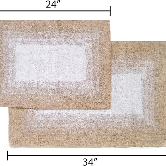 Chesapeake Whitney Set‎ of 2 Reversible Bath Rug Set Ombre Porcelain Beige NWT - Picture 2 of 2